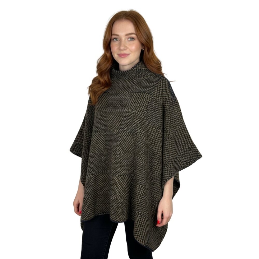 Irish 100% Wool Knit Poncho Cape XS/S Donegal Ireland EUC Wool Soft Blue Green - Picture 12 of 13